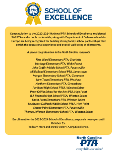 Congratulations North Carolina School of Excellence Recipients! - North ...